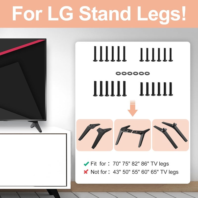 Maozhren Replacement Screw Kit Compatible with LG TV Stand Legs, for 70 75 82 86 in LG TV Legs Screws, 70UJ6570 70UK6550 70UM7370 75UJ6500 75UK6500 75UM7570 82UN8570AUD 82UP8770 86UK6500 - Image 2